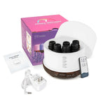 500Ml Essential Oil Diffuser with 6*10Ml Essential Oils Set, Black Woodgrain Aroma Air Humidifier with Remote Control for Bedroom Home Office, Waterless Auto Shut-Off