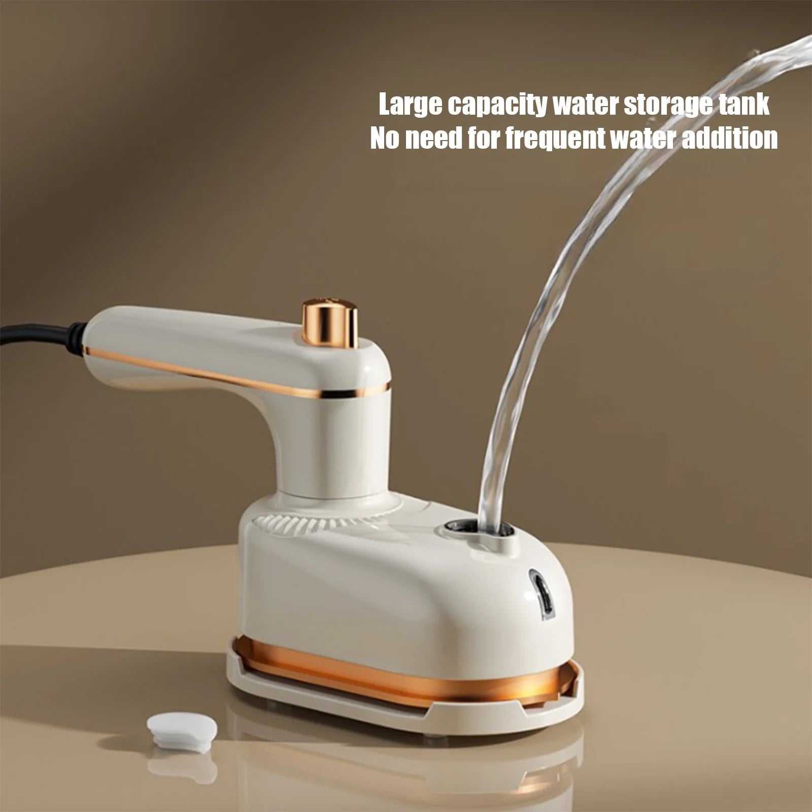 Compact foldable white mini ironing machine with steam and USB power for travel and fabric care