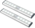 Juaslcits LED Motion Sensor Closet Lights,Under Cabinet Lighting,10-Led Wireless Kitchen Cabinet Lights,Night Light,Led Battery Lights,Motion Led Light Bar, USB Rechargeable Magnet LED Lights 2Pack