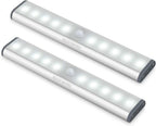 Juaslcits LED Motion Sensor Closet Lights,Under Cabinet Lighting,10-Led Wireless Kitchen Cabinet Lights,Night Light,Led Battery Lights,Motion Led Light Bar, USB Rechargeable Magnet LED Lights 2Pack