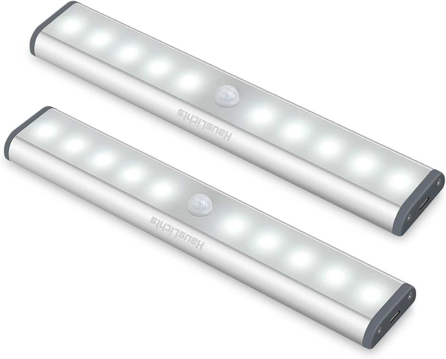 Juaslcits LED Motion Sensor Closet Lights,Under Cabinet Lighting,10-Led Wireless Kitchen Cabinet Lights,Night Light,Led Battery Lights,Motion Led Light Bar, USB Rechargeable Magnet LED Lights 2Pack