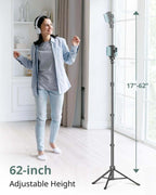 62'' phone tripod with wireless remote and adjustable phone holder for iPhone and Android phones