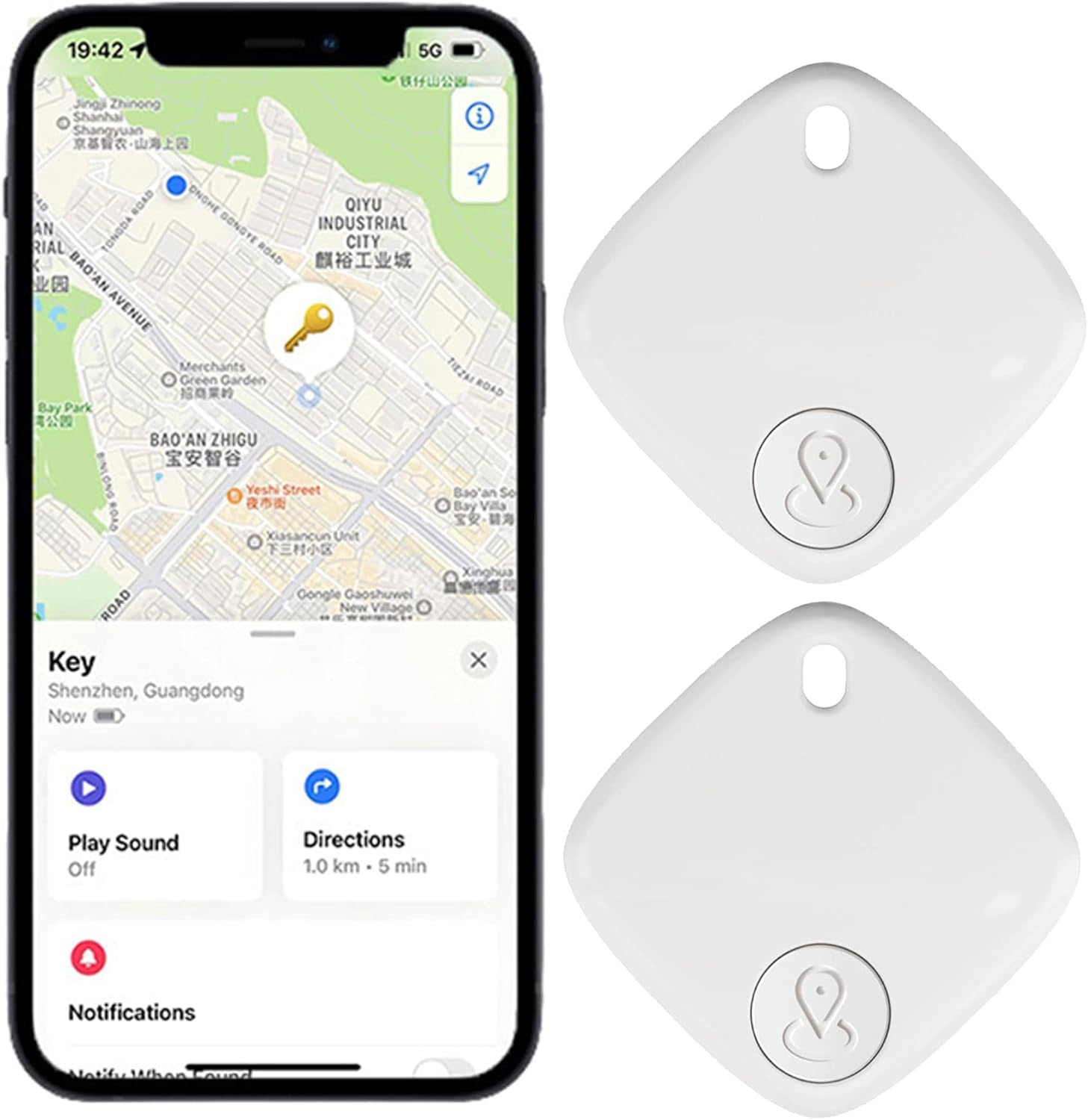 Bluetooth Tracker and Item Locator: Key Finder, Smart Tag Item Finder Works with Apple Find My(Only Ios Compatible),1 Year Replaceable Battery, Smart Tracker for Keys Bags Wallets Pet (White-3Pack)