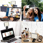 Rechargeable Selfie and Phone Light Clip with Adjustable Brightness for Makeup, Tiktok, Live Streaming Black
