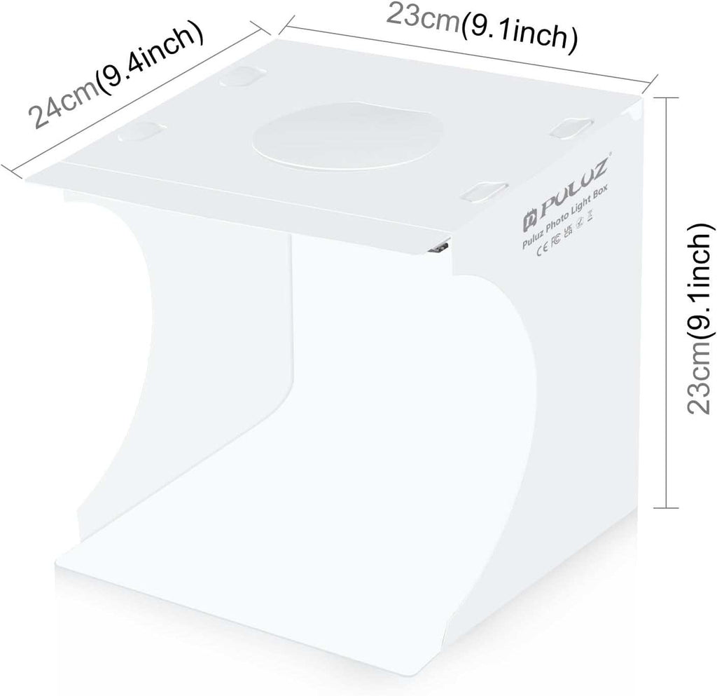 Compact 9-inch mini light box with 20 LED lights for tabletop photography and USB power supply