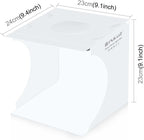 Compact 9-inch mini light box with 20 LED lights for tabletop photography and USB power supply
