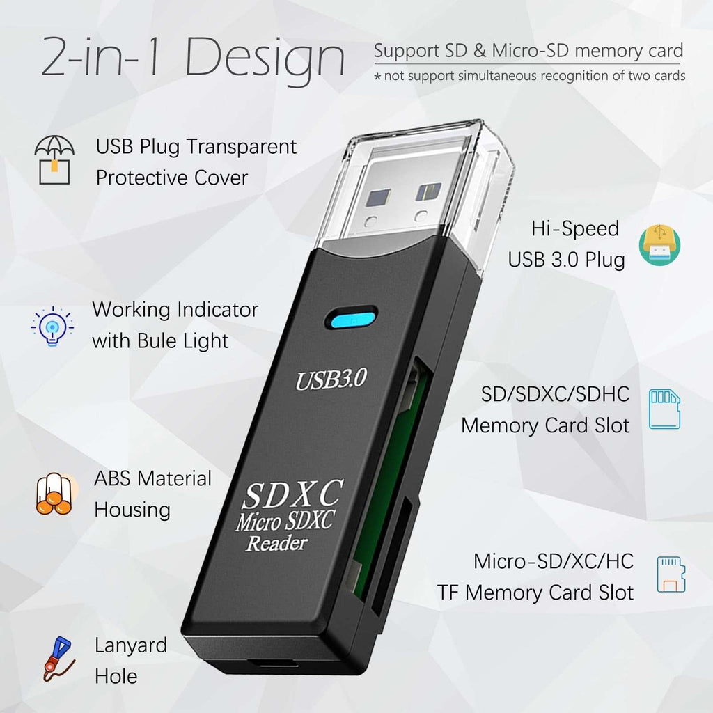 USB3.0 Micro SD Card Reader, 5Gbps 2-In-1 SD Card Reader to USB Adapter, Wans...