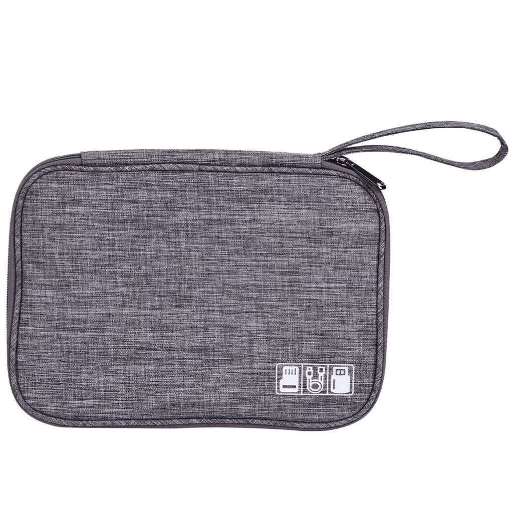 Gray LAVA waterproof travel cord organizer bag with elastic loops and mesh pockets for cables and gadgets