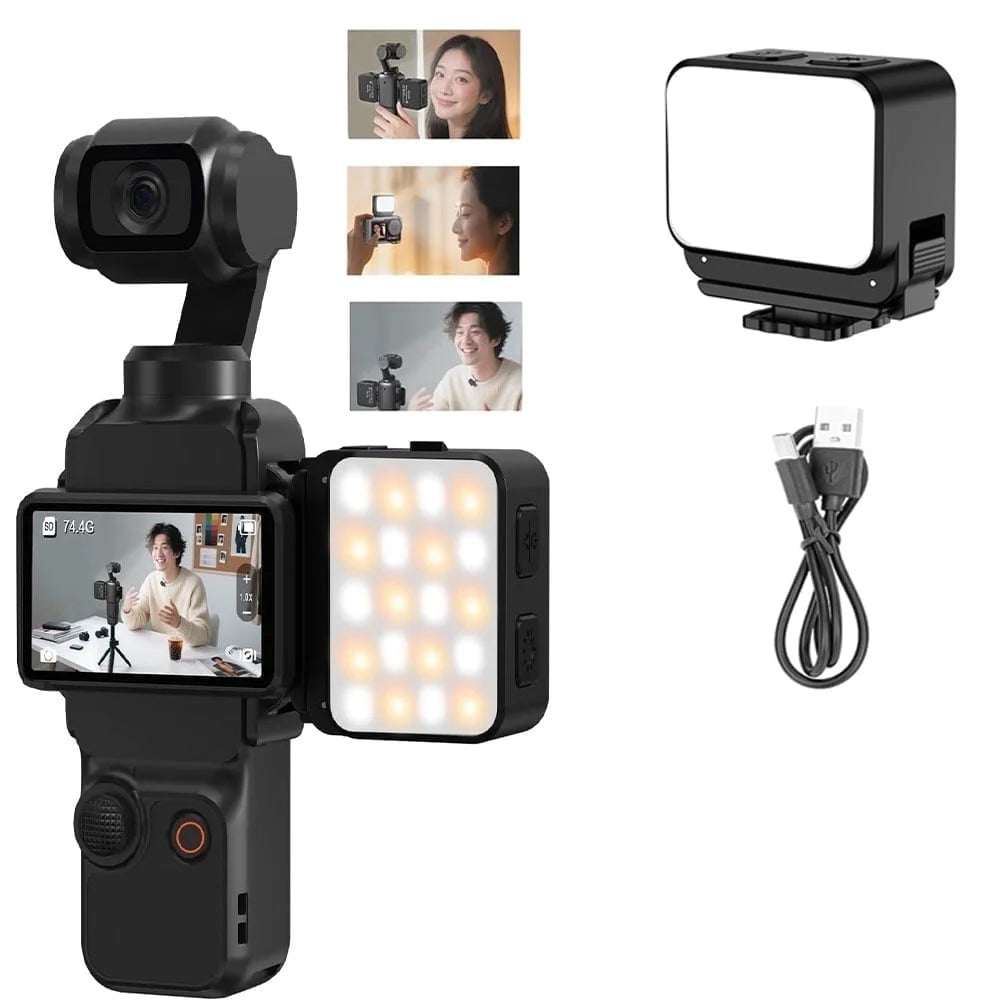 Magnetic Fill Light for Pocket 3, 8700K Action Camera Fill Light Attachment with 3 Color Modes Adjustable Brightness Fast Charging and IPX4 Waterproof for DJI Osmo Action 5 Pro/4