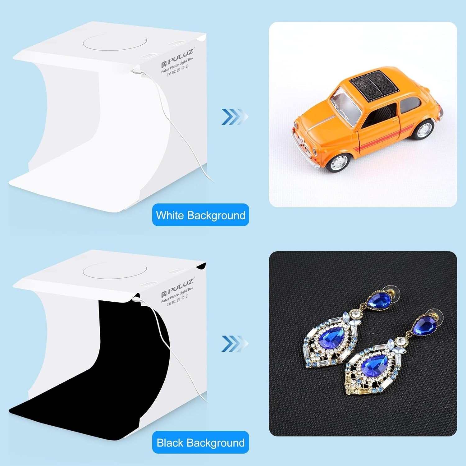 Mini Light Box, 9" Photography Table Top Light Box 20 LED Portable Photo Studio