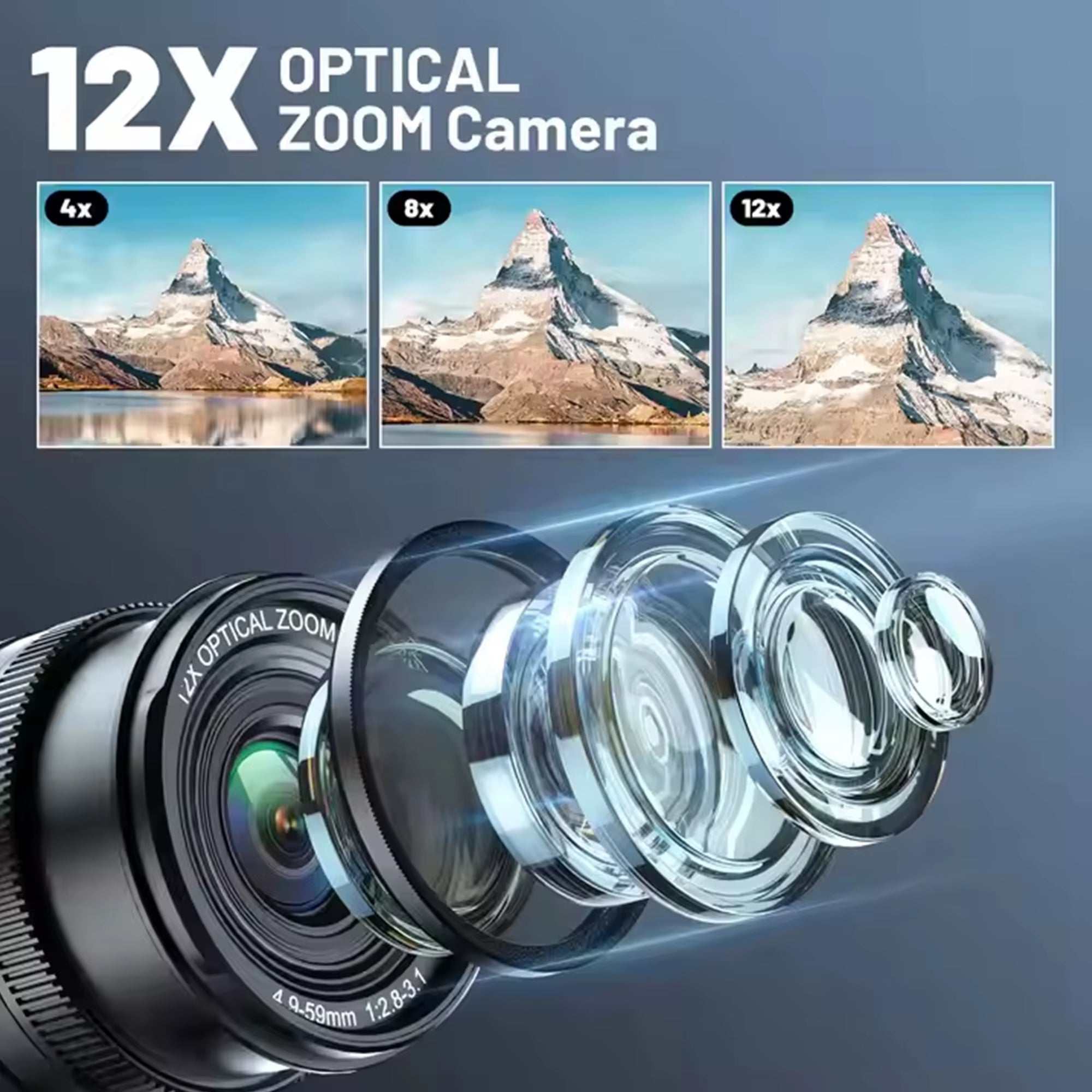 12X Optical Zoom Cameras for Photography Auto Focus 4K 72MP Digital Video Vlog Camera Wifi Livestream Camcorder 270°Flip Screen