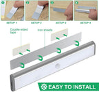 Juaslcits LED Motion Sensor Closet Lights,Under Cabinet Lighting,10-Led Wireless Kitchen Cabinet Lights,Night Light,Led Battery Lights,Motion Led Light Bar, USB Rechargeable Magnet LED Lights 2Pack