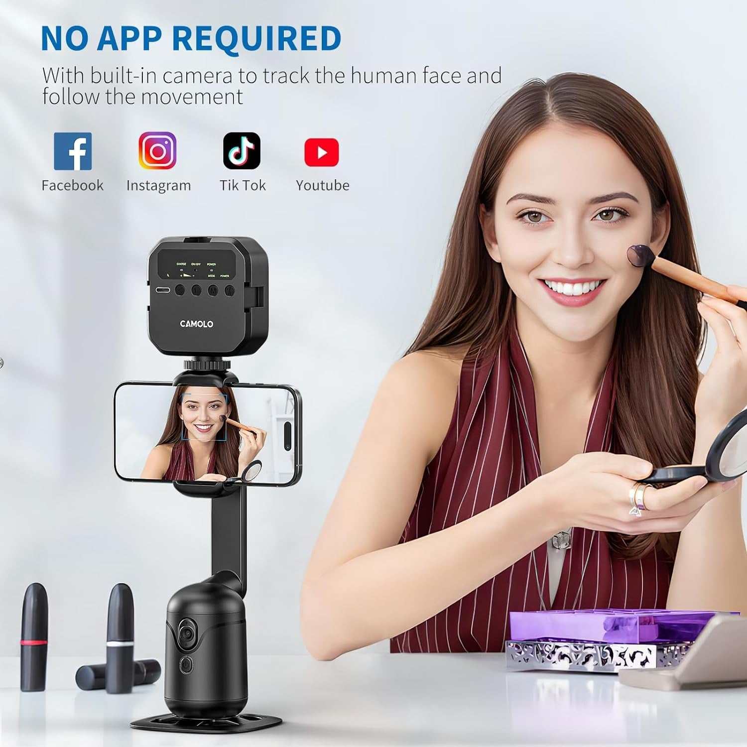 Auto Tracking Tripod 360° Rotation Phone Gimbal Stand W/Ai Face Follow Stabilize