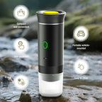 Compact 3-in-1 portable coffee maker with USB-C, LED display, and 20-bar pressure for travel and outdoor use