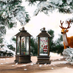 Festive Lighted Christmas Lantern with LED Lights, Lit Winter Scene with Santa Claus with Xmas List, Tree and Snow, Best Rustic Holiday Lanterns Decor for Cabin, Fireplace