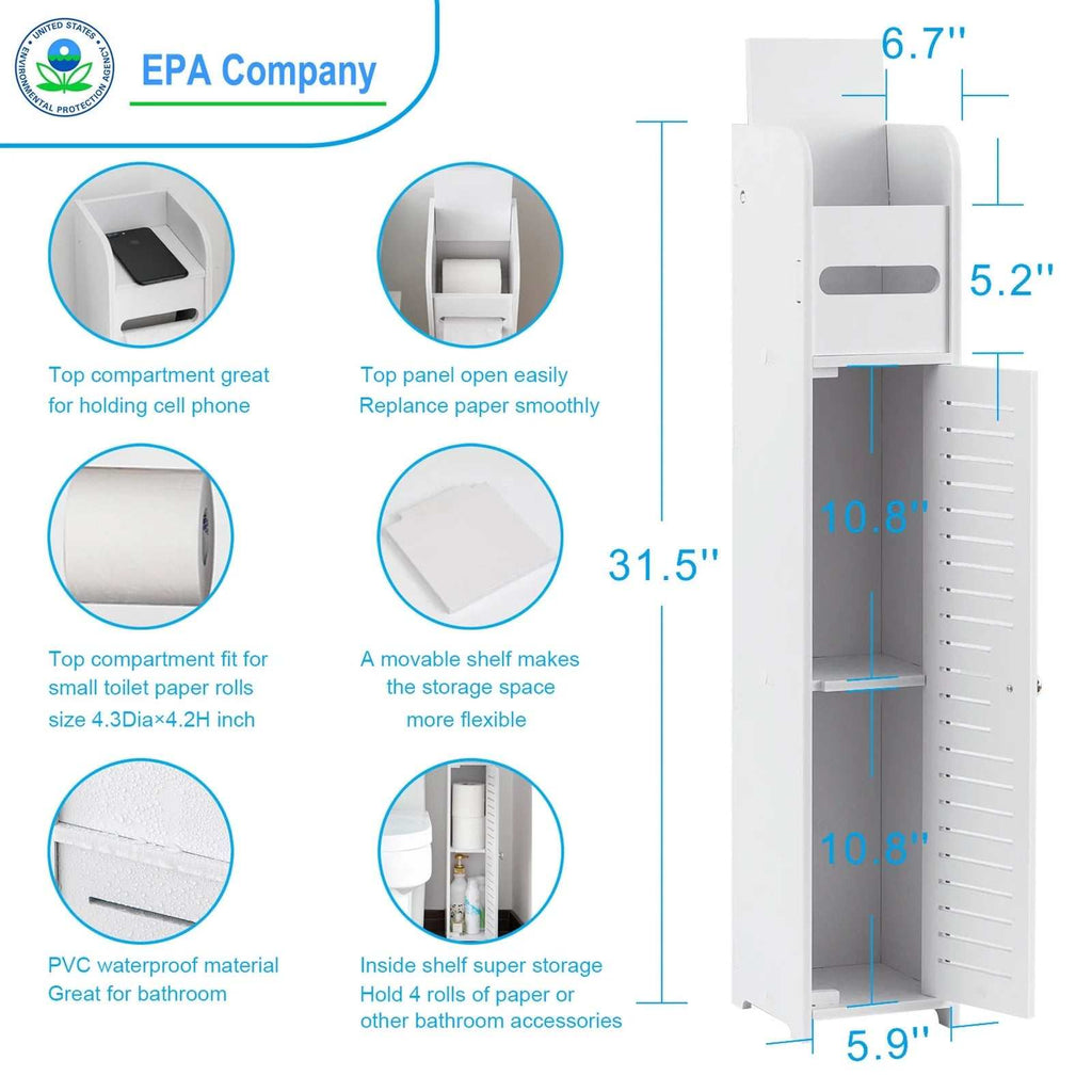 Toilet Paper Holder Stand,Small Bathroom Storage Cabinet for Toilet Paper Storage, Toilet Paper Stand Waterproof for Small Spaces,White by