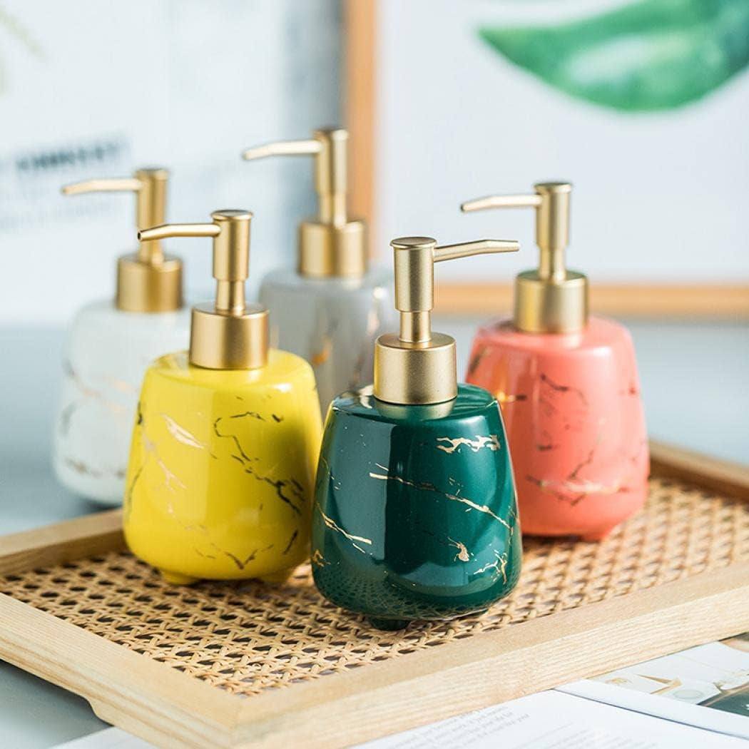 Hand Soap Dispenser Marble Dish Soap Dispenser Countertop Hand Lotion Pump Bottles Ceramic Lotion Container Refillable Liquid Hand Soap Jar Shower Dispenser for Bathroom Kitchen Décor (White)