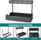 1-Pack under Sink Organizer Storage, 2 Tier L-Shape Multi-Purpose Large Capacity Kitchen under Sink Organizers for Narrow Space Easy Access Sliding Storage Drawer with Hooks for Bathroom