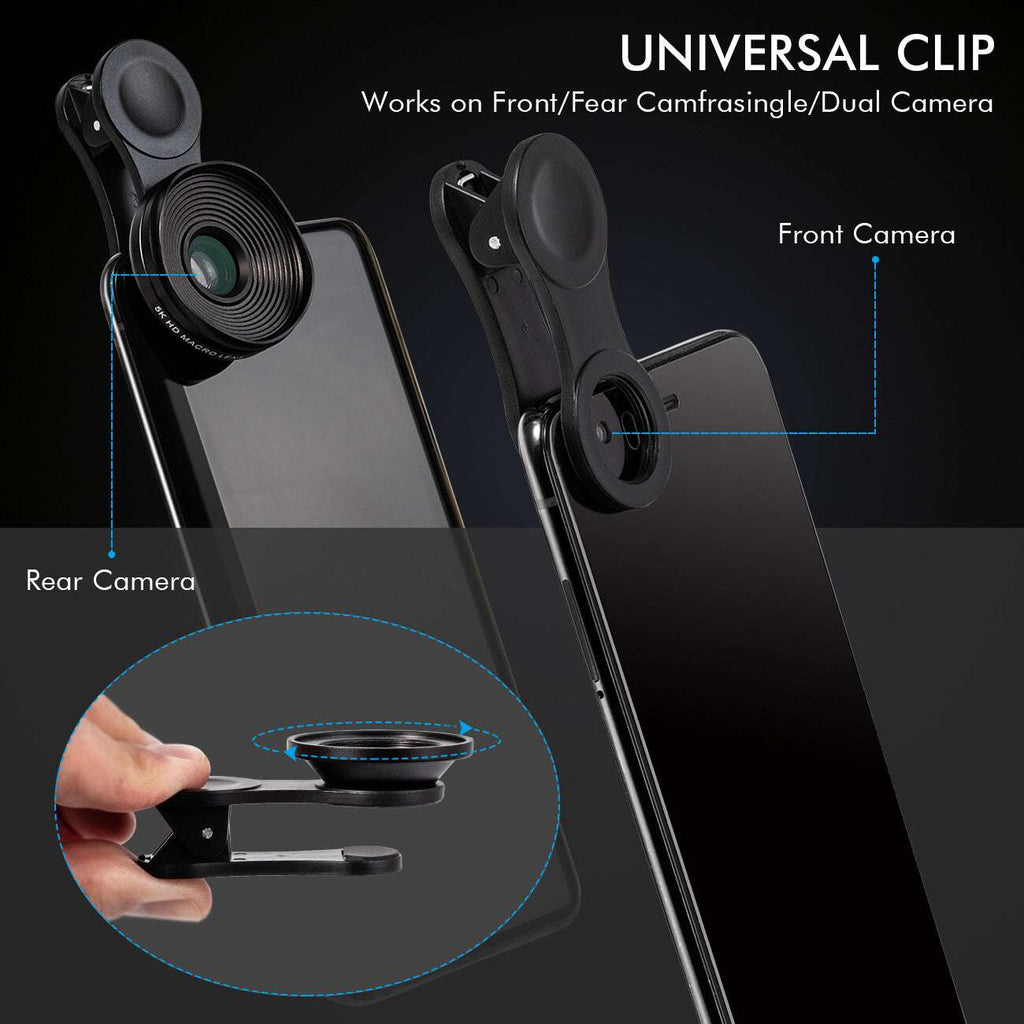 Professional 5K HD Phone Camera Photo Lens 20X Macro Lens Clip on Phone Kit Clip