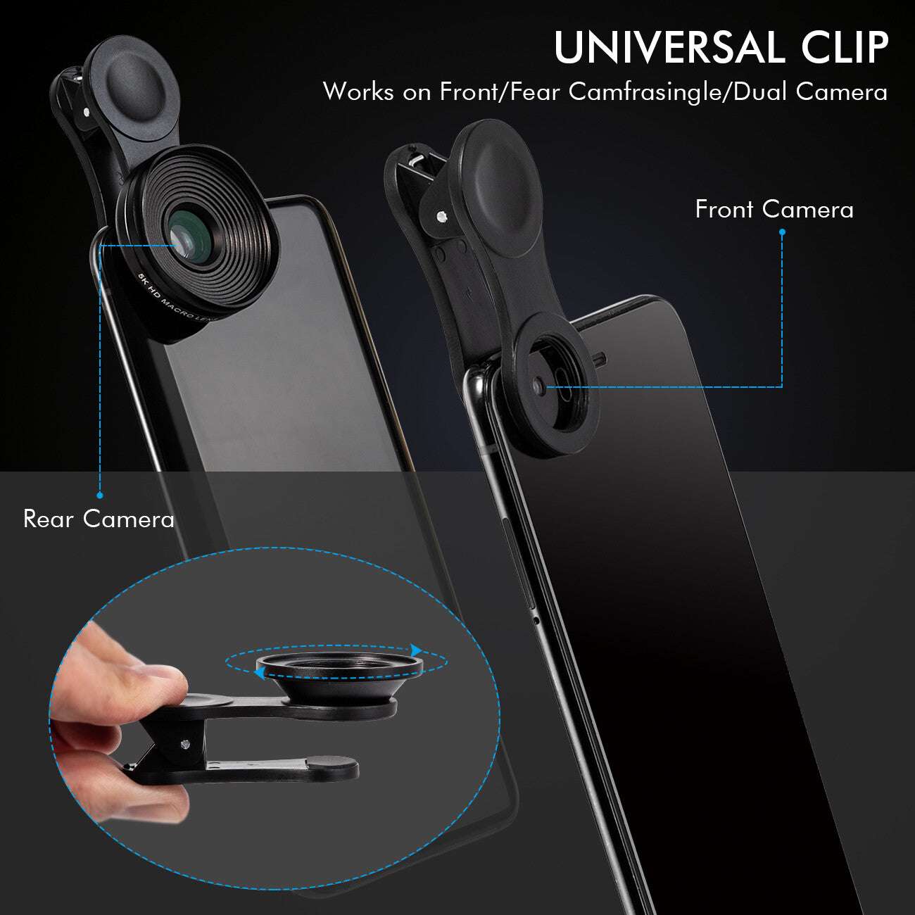Professional 5K HD Phone Camera Photo Lens 20X Macro Lens Clip on Phone Kit Clip