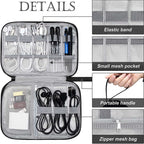 Gray LAVA waterproof travel cord organizer bag with elastic loops and mesh pockets for cables and gadgets