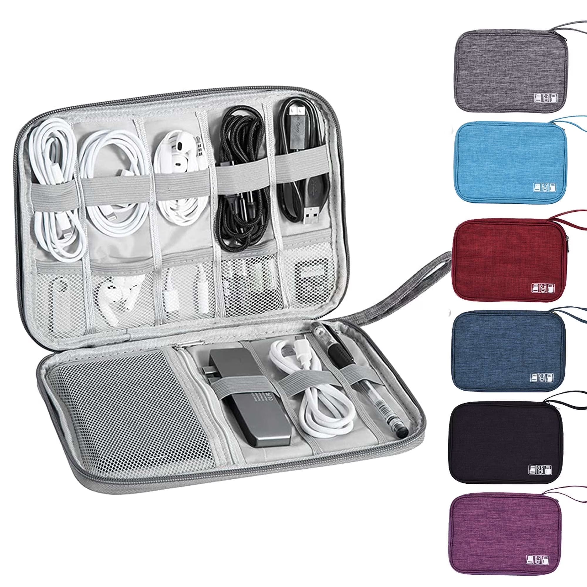 LAVA Electronic Organizer Waterproof Travel Cord Organizer Bag for Cable Manager, Hard Drives, Charger, USB, SD Card (Gray)