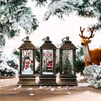 Festive Lighted Christmas Lantern with LED Lights, Lit Winter Scene with Santa Claus with Xmas List, Tree and Snow, Best Rustic Holiday Lanterns Decor for Cabin, Fireplace