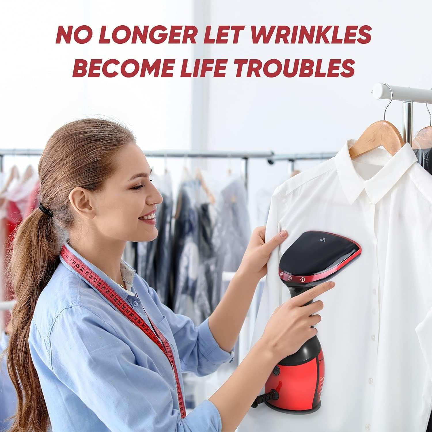 Handheld Clothes Steamer | 2-In-1 Fabric Wrinkle Remover - Travel & Portable Garment Steamer, 300Ml Water Tank, 30S Heat-Up, 15 Mins Continuous Steam