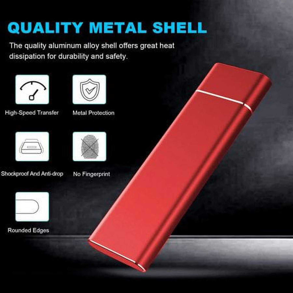 Portable SSD external hard drive with slim metal design for fast data transfer and wide device compatibility