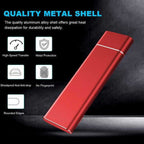 Portable SSD external hard drive with slim metal design for fast data transfer and wide device compatibility