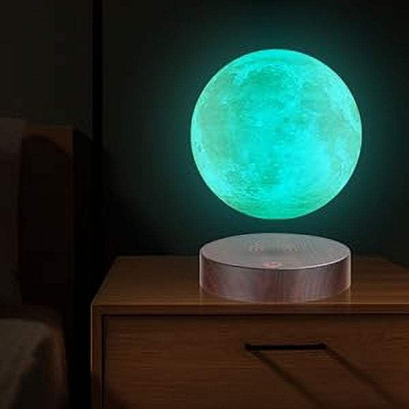 Levitating floating moon lamp with 16 colors rotating wireless LED night light and magnetic base decor