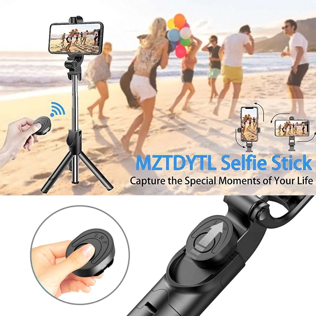 Selfie Stick Extendable Bluetooth Remote Shutter Tripod 360° Rotation for Phone