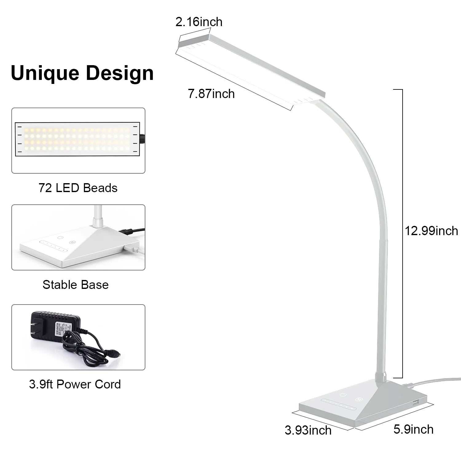 12W 72LED Desk Lamp Flexible Touch Sensor LED Reading Dimmable Lamp Night Light