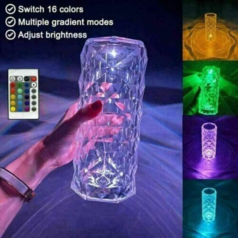LED Lamp Crystal RGB Table Light Touch Atmosphere Diamond Rose Thanksgiving Gift