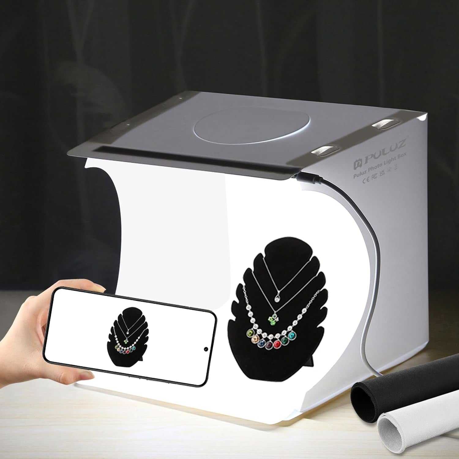 Portable 9-inch mini light box with 20 LED lights for tabletop photography and product shooting