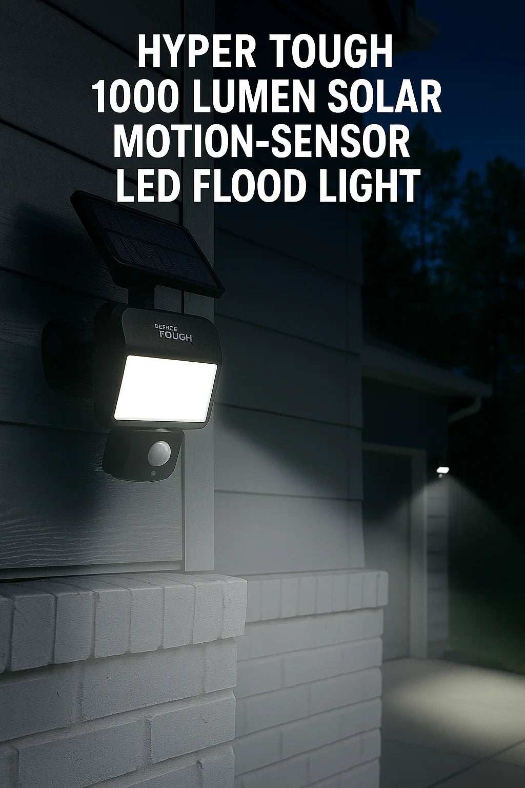 1000 Lumen Motion Sensor Flood Light, 2.34 X 8.19 X 5.85", Solar and Battery Powered