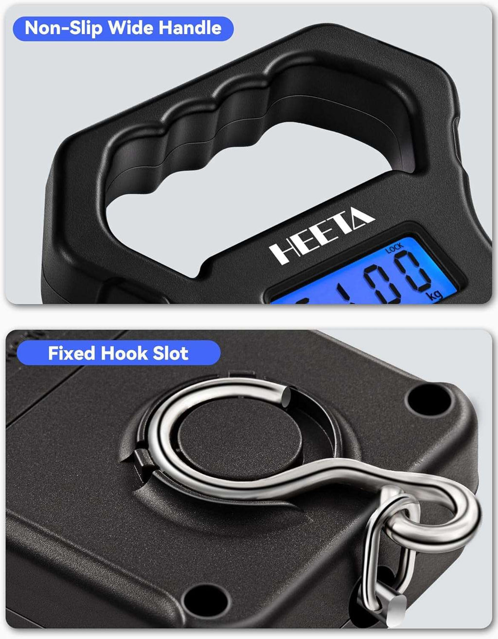 Fish Scale, 110Lb/50Kg Digital Portable Hanging Fishing Weight Scale with Backli