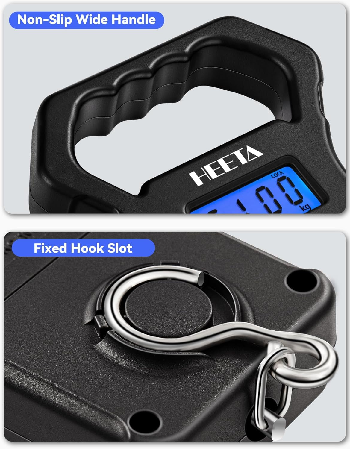 Fish Scale, 110Lb/50Kg Digital Portable Hanging Fishing Weight Scale with Backli